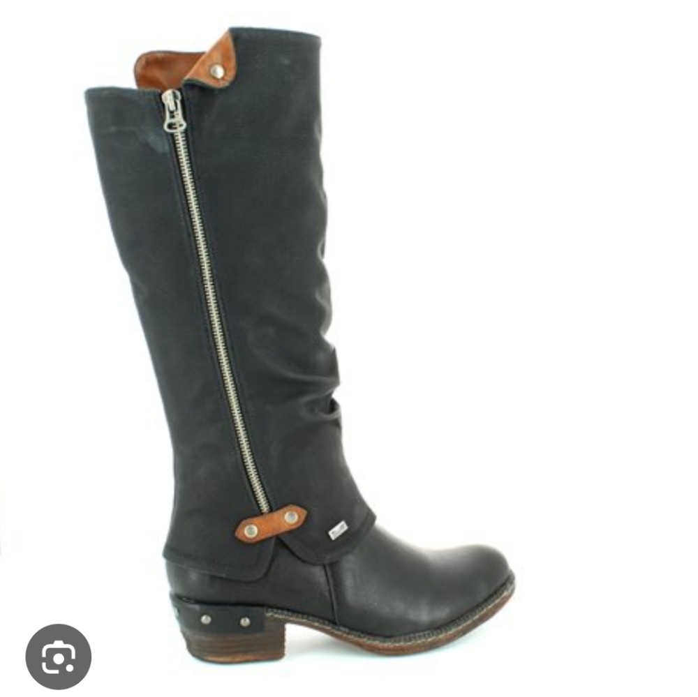 Rieker Black Knee-High Women's Boots - Picture 2 of 11